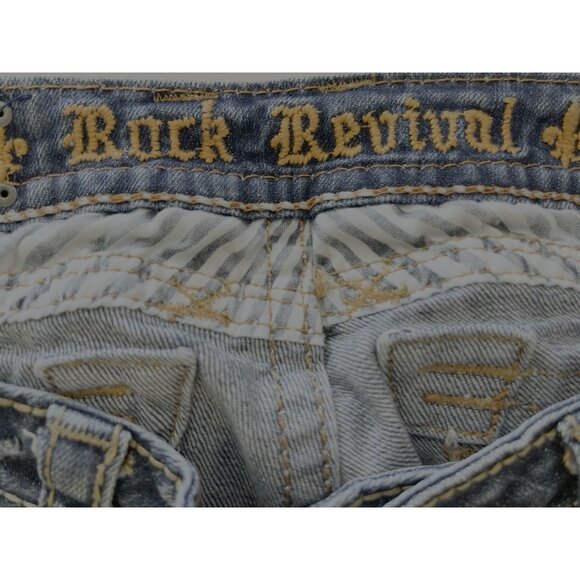 Rock Revival Capri Jeans Womens Size 29 Embroidered Distressed - Picture 9 of 14